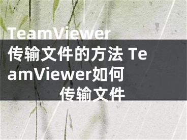 TeamViewer传输文件的方法 TeamViewer如何传输文件