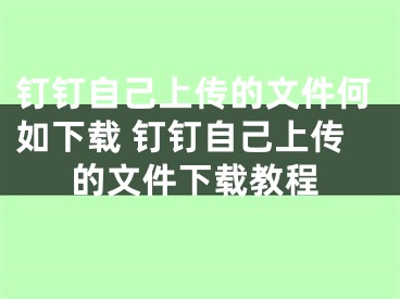 钉钉自己上传的文件何如下载 钉钉自己上传的文件下载教程