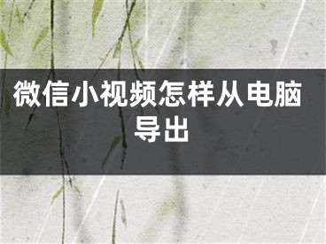 微信小视频怎样从电脑导出