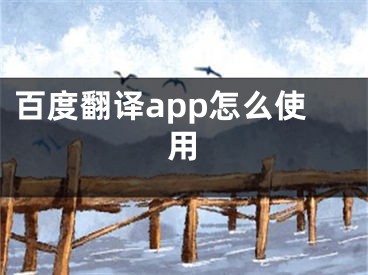 百度翻译app怎么使用