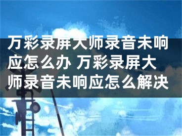 万彩录屏大师录音未响应怎么办 万彩录屏大师录音未响应怎么解决