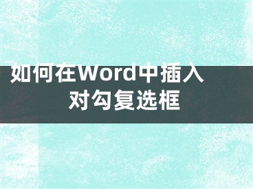 如何在Word中插入对勾复选框