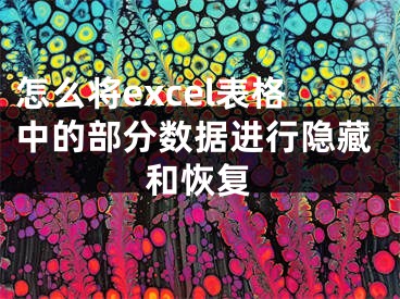 怎么将excel表格中的部分数据进行隐藏和恢复