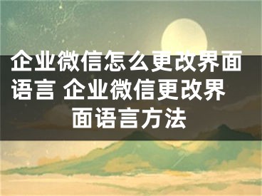 企业微信怎么更改界面语言 企业微信更改界面语言方法