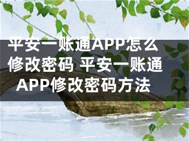 平安一账通APP怎么修改密码 平安一账通APP修改密码方法