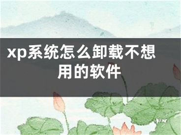 xp系统怎么卸载不想用的软件