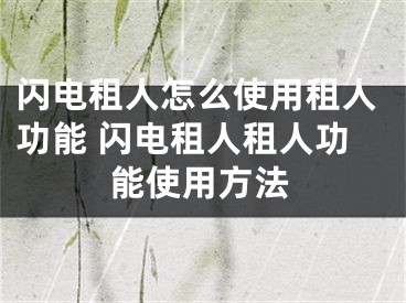 闪电租人怎么使用租人功能 闪电租人租人功能使用方法