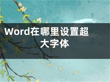 Word在哪里设置超大字体