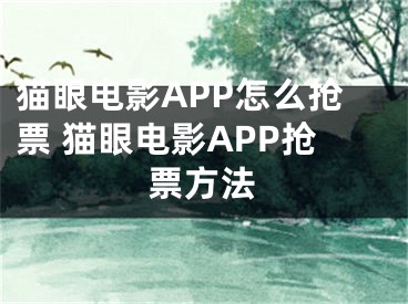 猫眼电影APP怎么抢票 猫眼电影APP抢票方法