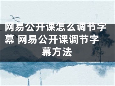 网易公开课怎么调节字幕 网易公开课调节字幕方法
