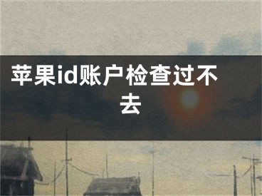 苹果id账户检查过不去