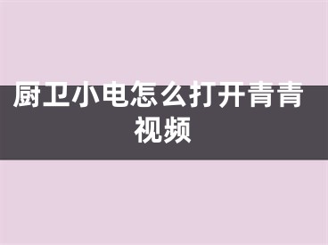 厨卫小电怎么打开青青视频