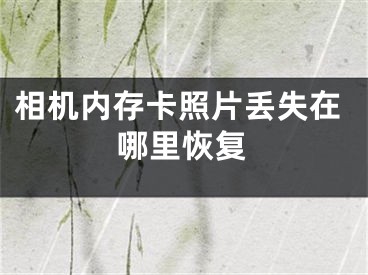 相机内存卡照片丢失在哪里恢复