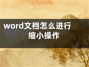 word文档怎么进行缩小操作