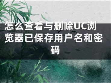 怎么查看与删除UC浏览器已保存用户名和密码