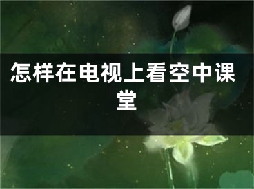 怎样在电视上看空中课堂