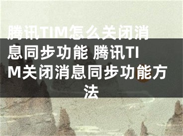 腾讯TIM怎么关闭消息同步功能 腾讯TIM关闭消息同步功能方法