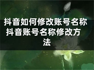 抖音如何修改账号名称 抖音账号名称修改方法