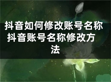 抖音如何修改账号名称 抖音账号名称修改方法