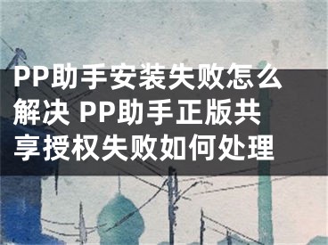 PP助手安装失败怎么解决 PP助手正版共享授权失败如何处理 