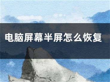 电脑屏幕半屏怎么恢复