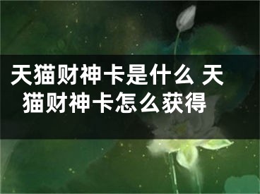 天猫财神卡是什么 天猫财神卡怎么获得 