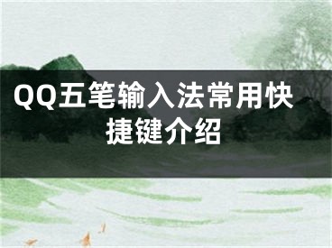 QQ五笔输入法常用快捷键介绍