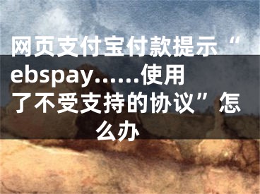 网页支付宝付款提示“ebspay……使用了不受支持的协议”怎么办 