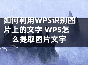 如何利用WPS识别图片上的文字 WPS怎么提取图片文字 