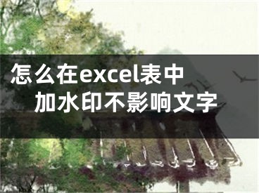 怎么在excel表中加水印不影响文字