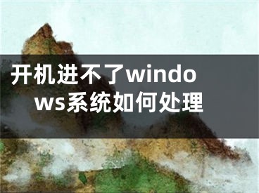 开机进不了windows系统如何处理