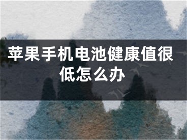 苹果手机电池健康值很低怎么办