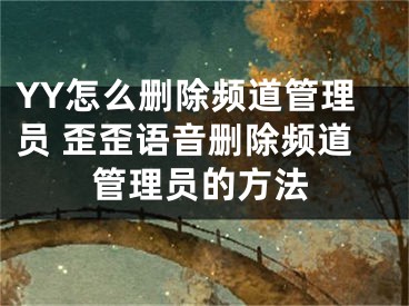 YY怎么删除频道管理员 歪歪语音删除频道管理员的方法