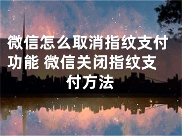 微信怎么取消指纹支付功能 微信关闭指纹支付方法