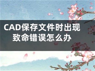 CAD保存文件时出现致命错误怎么办 