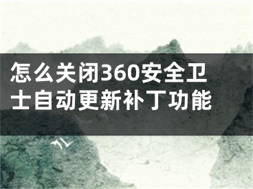 怎么关闭360安全卫士自动更新补丁功能 