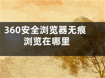 360安全浏览器无痕浏览在哪里 