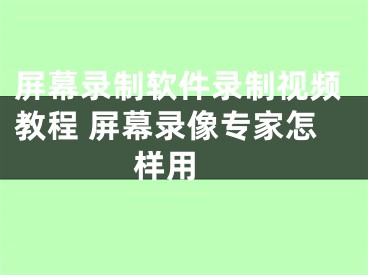 屏幕录制软件录制视频教程 屏幕录像专家怎样用 