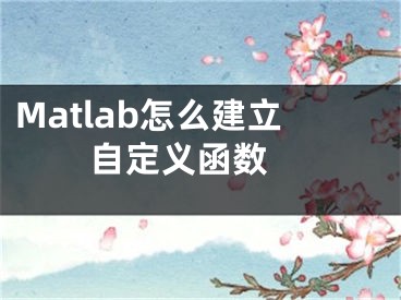 Matlab怎么建立自定义函数 