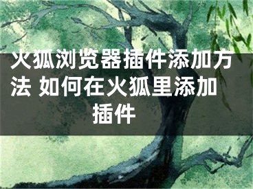 火狐浏览器插件添加方法 如何在火狐里添加插件 