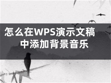 怎么在WPS演示文稿中添加背景音乐