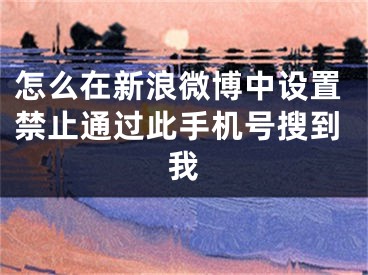 怎么在新浪微博中设置禁止通过此手机号搜到我