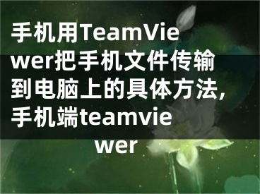 手机用TeamViewer把手机文件传输到电脑上的具体方法,手机端teamviewer