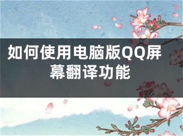 如何使用电脑版QQ屏幕翻译功能
