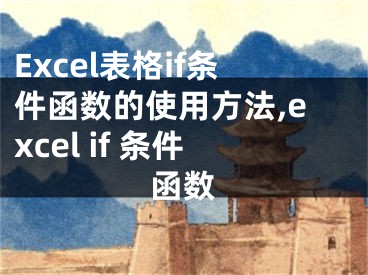 Excel表格if条件函数的使用方法,excel if 条件函数