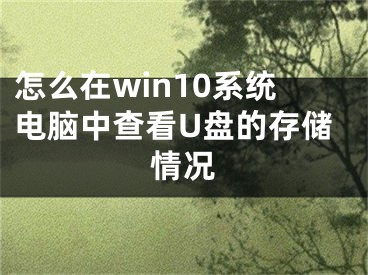 怎么在win10系统电脑中查看U盘的存储情况