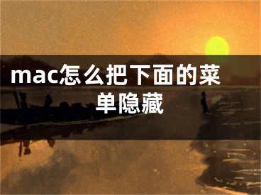 mac怎么把下面的菜单隐藏