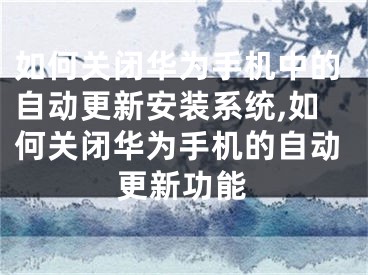 如何关闭华为手机中的自动更新安装系统,如何关闭华为手机的自动更新功能