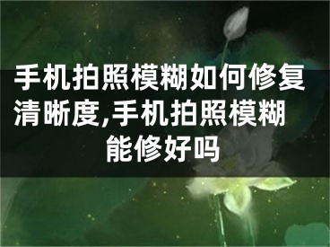 手机拍照模糊如何修复清晰度,手机拍照模糊能修好吗