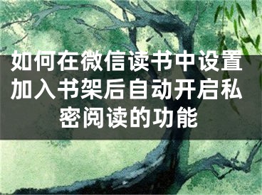 如何在微信读书中设置加入书架后自动开启私密阅读的功能